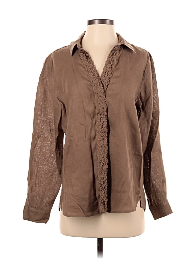 Pre-owned Chico's Long Sleeve Blouse In Brown