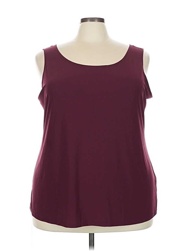Pre-owned Attitudes By Renee Tank Top Burgundy Cold Shoulder Neckline Tops