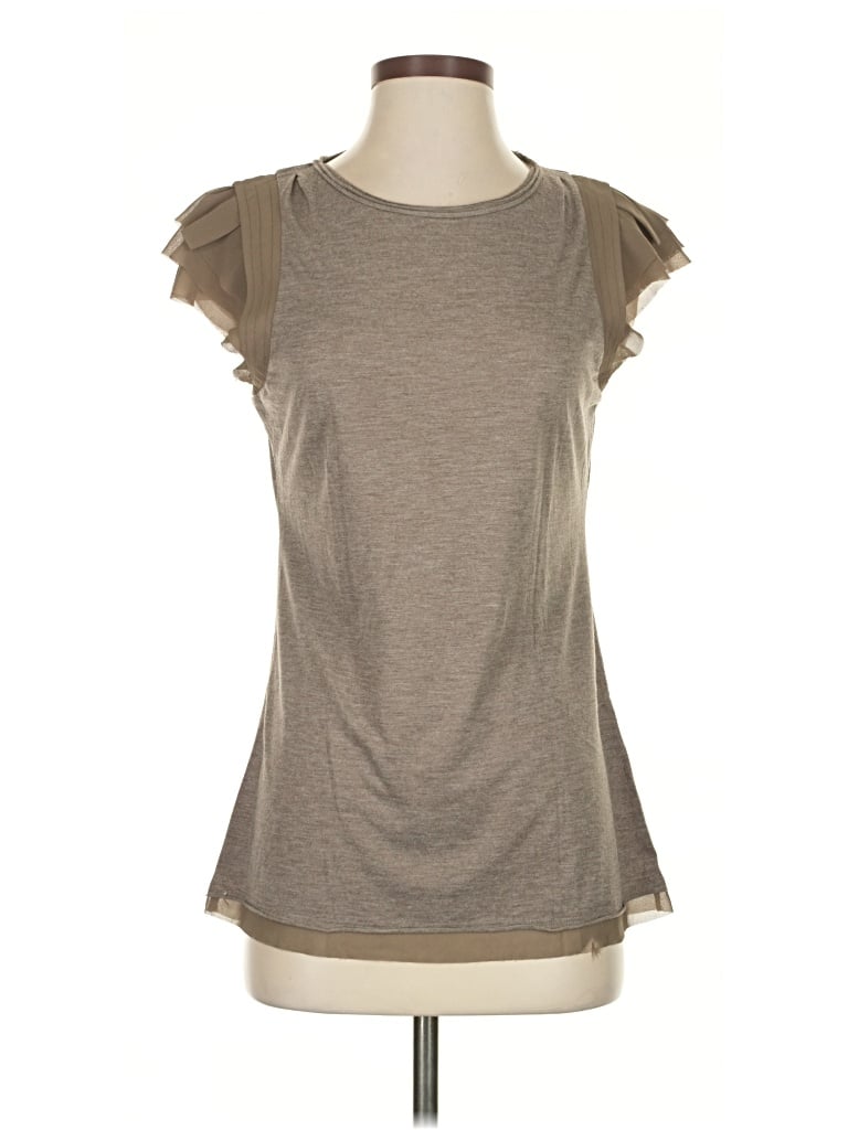 Pre-owned Simply Vera Vera Wang Short Sleeve Top Gray Scoop Neck Tops