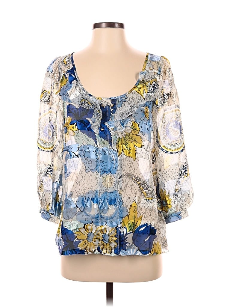 Pre-owned Leifsdottir 3/4 Sleeve Blouse In Blue