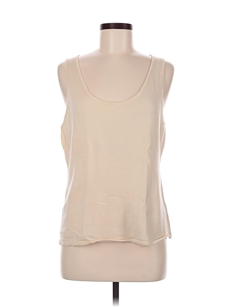 Pre-owned Eileen Fisher Tank Top Ivory Strapless Neckline Tops In White