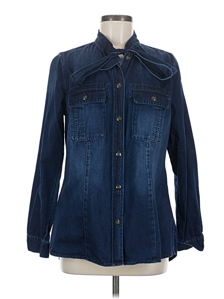 Pre-owned Cabi Long Sleeve Button Down Shirt In Blue