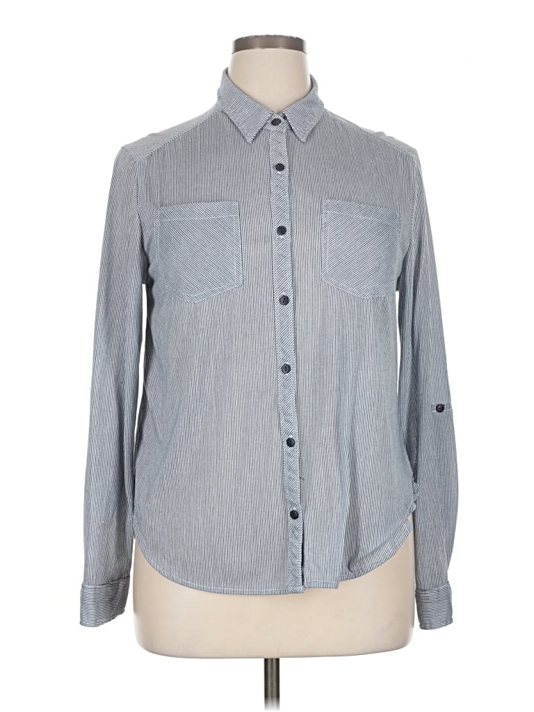 Pre-owned Passport Long Sleeve Blouse In Gray