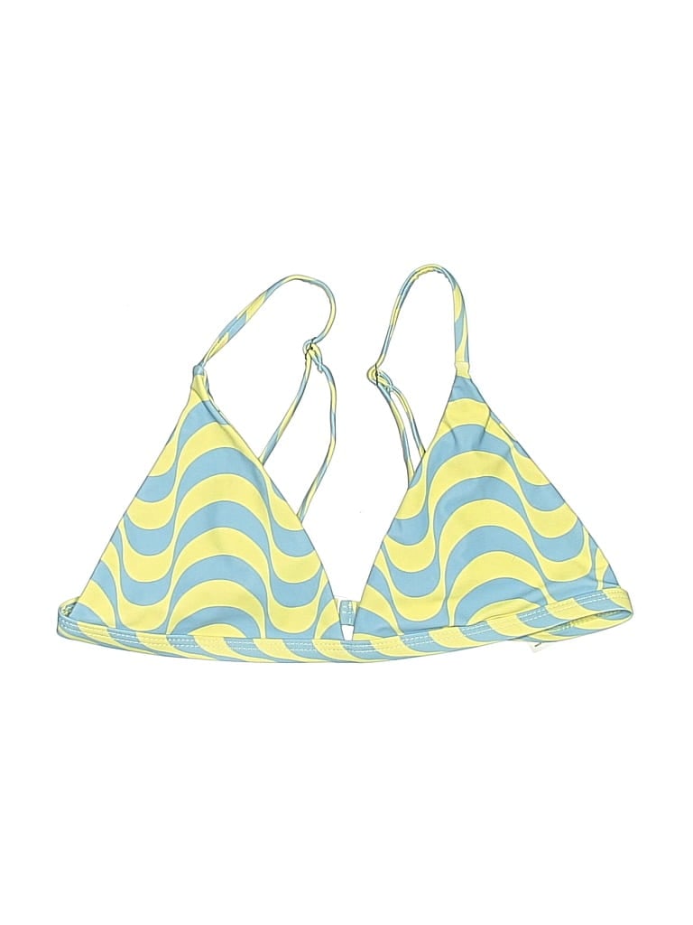 AURELLE Pre-owned Swimsuit Top Yellow Chevron/herringbone Pattern Swimwear