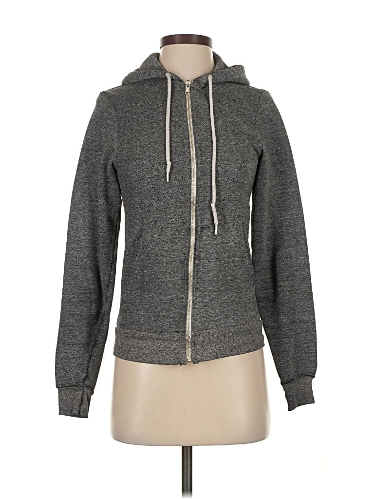 Pre-owned American Apparel Zip Up Hoodie In Gray