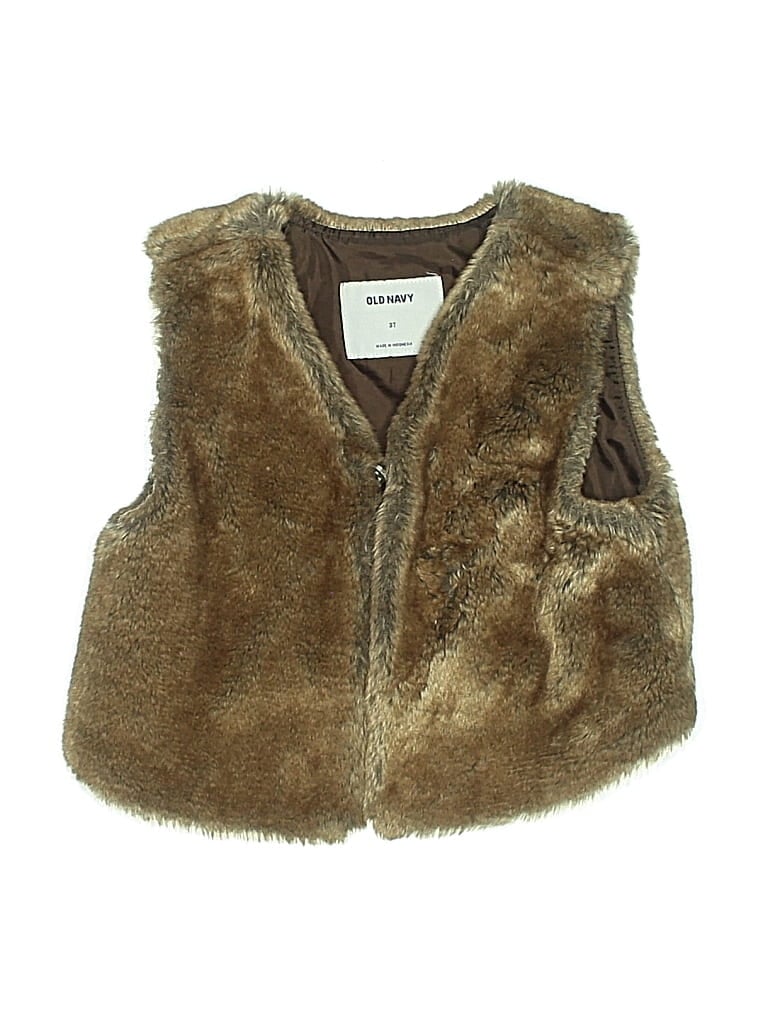 Pre-owned Old Navy Kids' Faux Fur Vest In Brown
