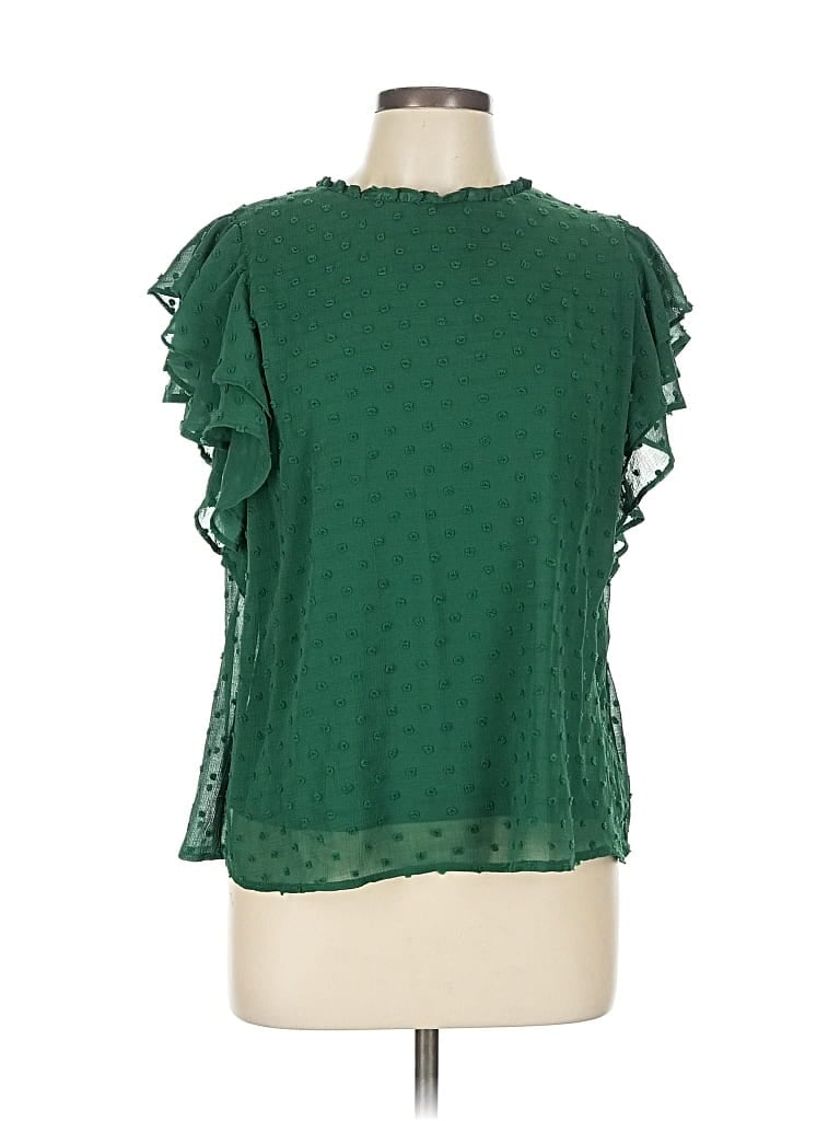 Pre-owned 1.state Short Sleeve Blouse In Green