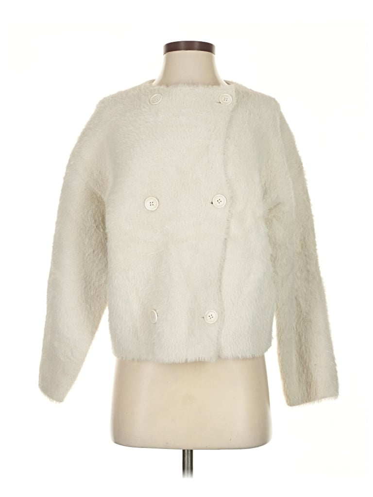 Pre-owned J.crew Collection Faux Fur Jacket In White