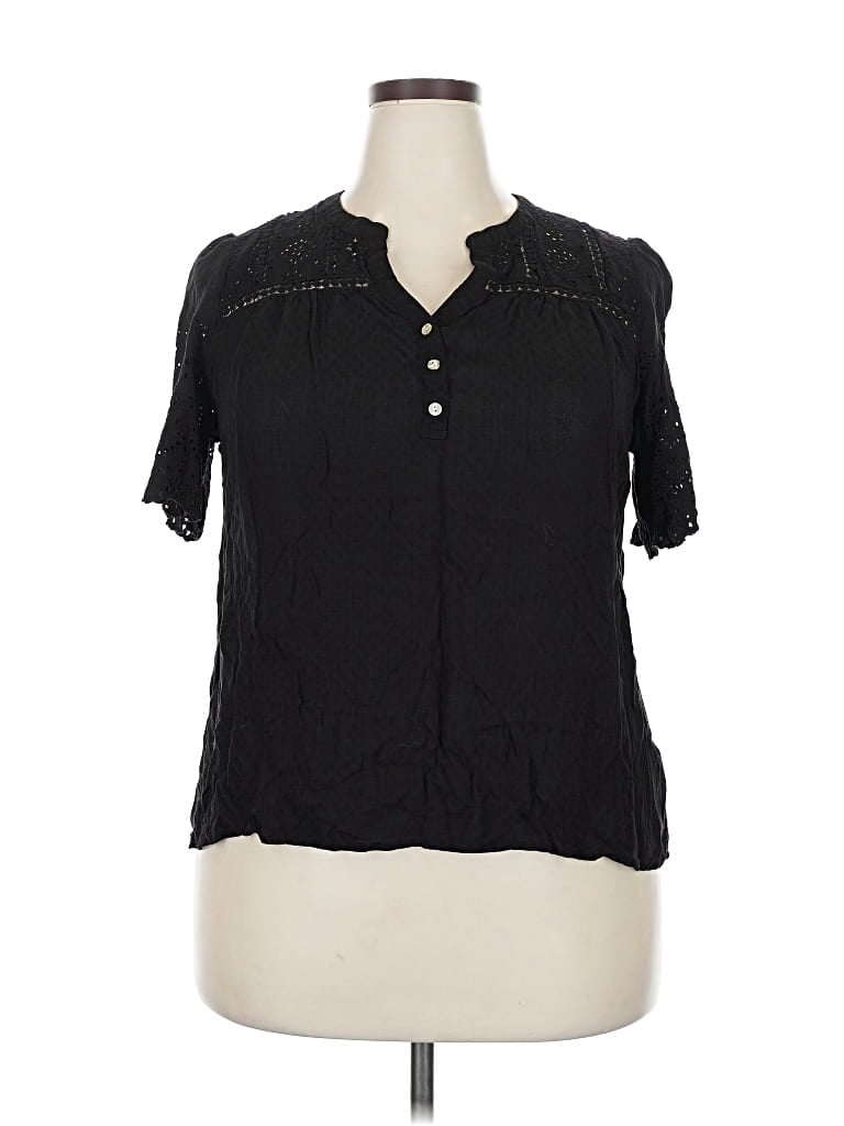 Pre-owned Mason & Belle Short Sleeve Blouse In Black