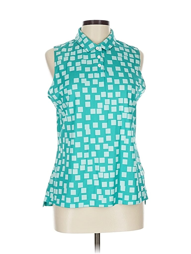 Pre-owned Nike Tank Top Teal Halter Neckline Tops In Blue