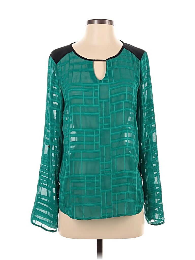 Pre-owned Dana Buchman Long Sleeve Blouse In Blue