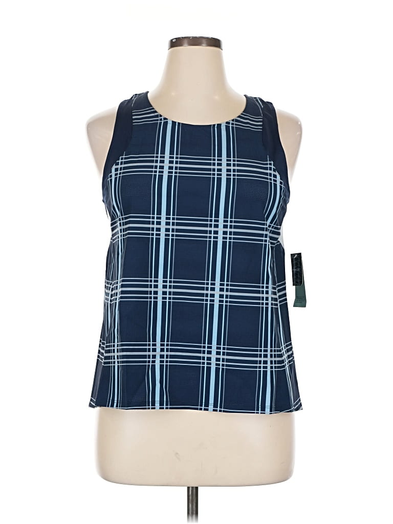 Inphorm Tank Top Blue Halter Neckline Tops