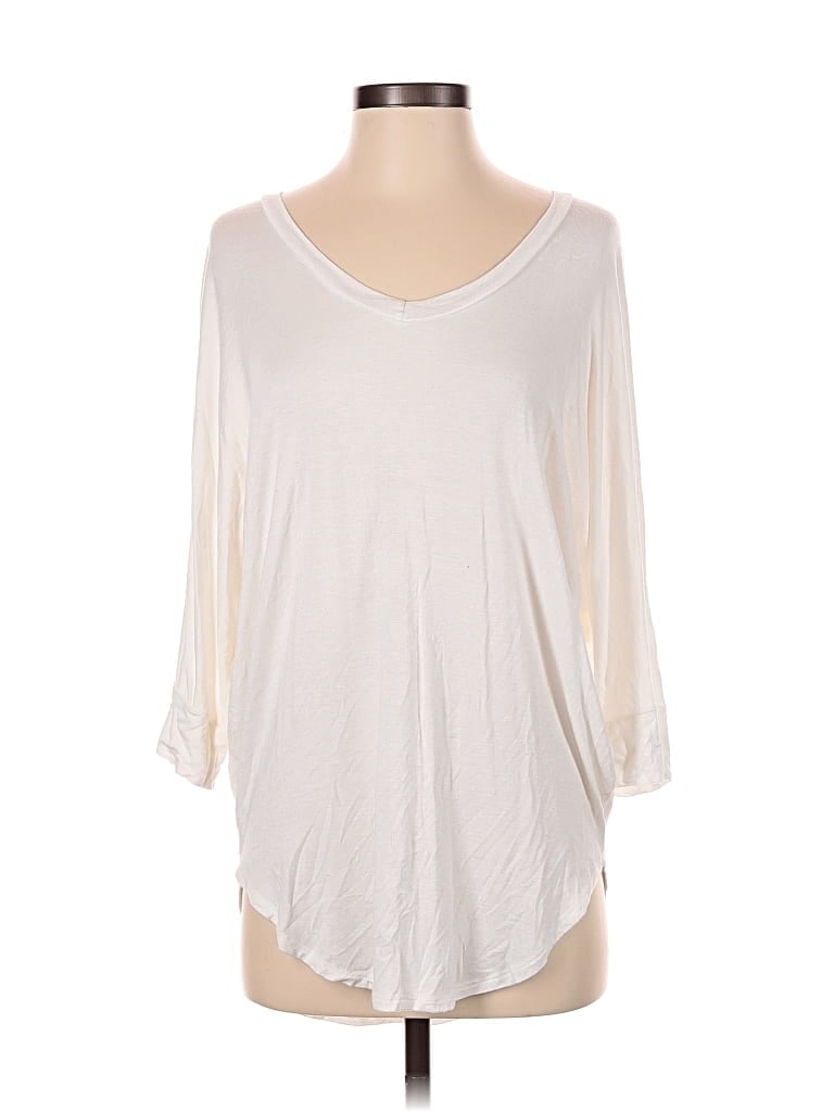 Pre-owned Wasabi + Mint 3/4 Sleeve Top Ivory V Neck Tops In White