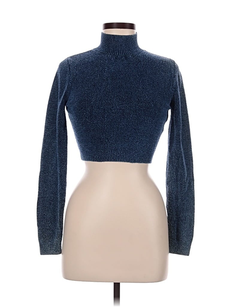 Pre-owned Zara Turtleneck Sweater In Blue