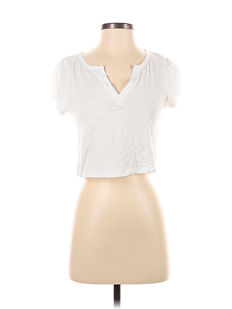 Pre-owned Pilcro Short Sleeve Top White Sweetheart Neckline Tops