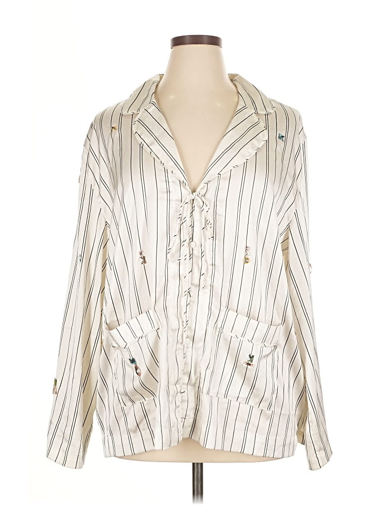 Pre-owned Anthropologie 3/4 Sleeve Blouse In White