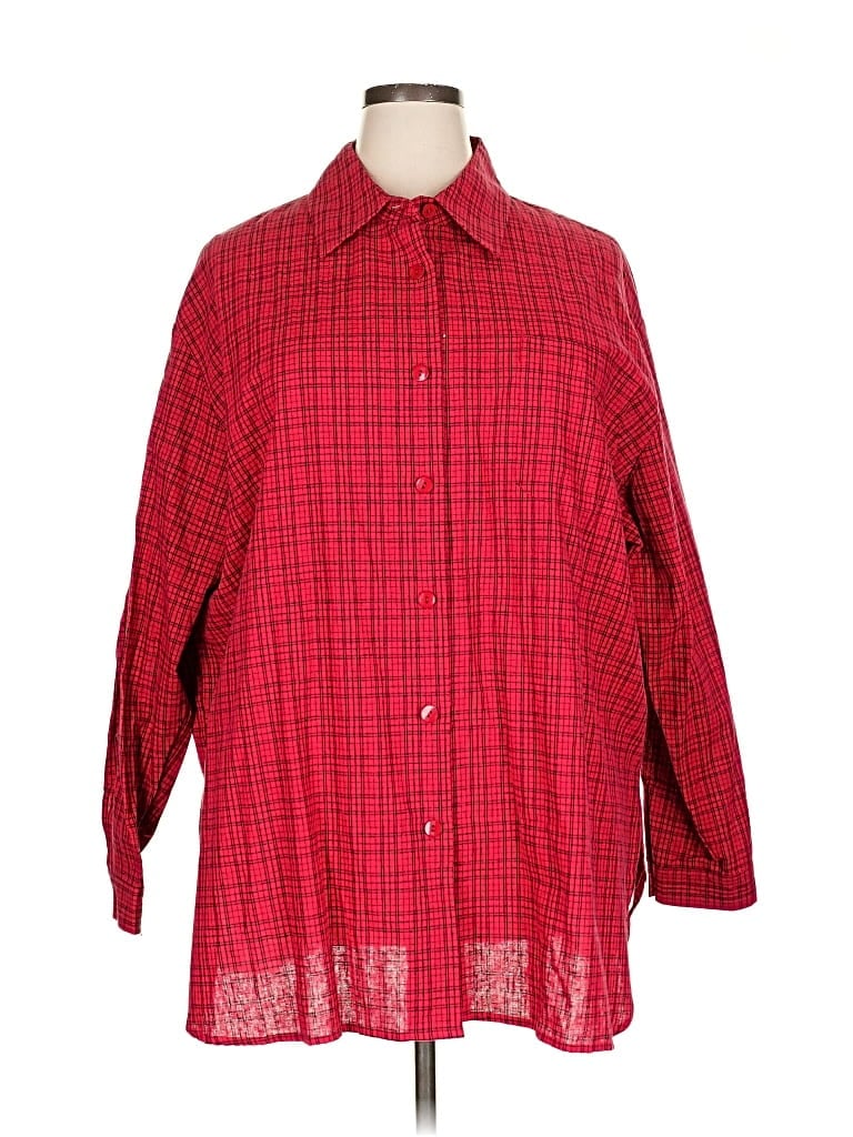 Pre-owned Coldwater Creek Long Sleeve Button Down Shirt In Red