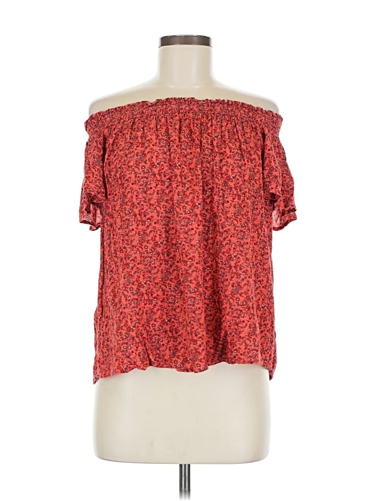 Pre-owned Old Navy Short Sleeve Blouse In Red