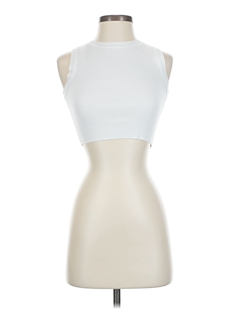 Pre-owned Zara Tank Top Ivory Halter Neckline Tops In White