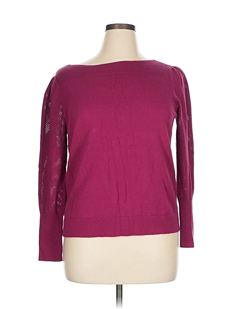 Pre-owned Ann Taylor Factory Pullover Sweater In Burgundy