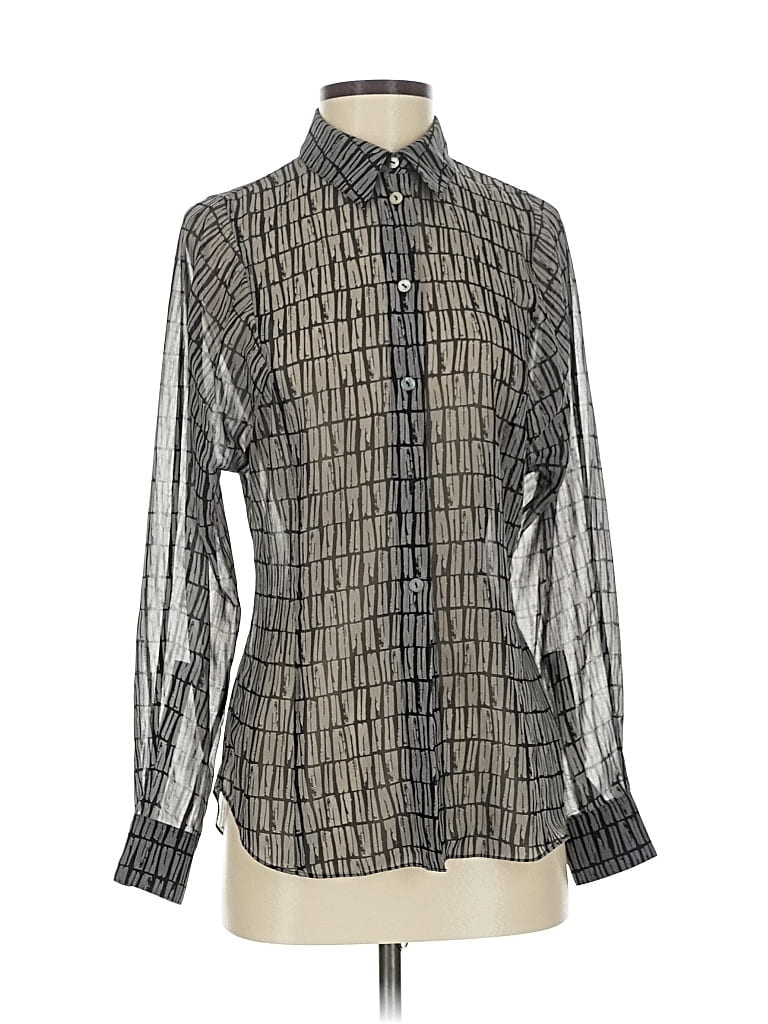 Pre-owned Theory Long Sleeve Blouse In Gray