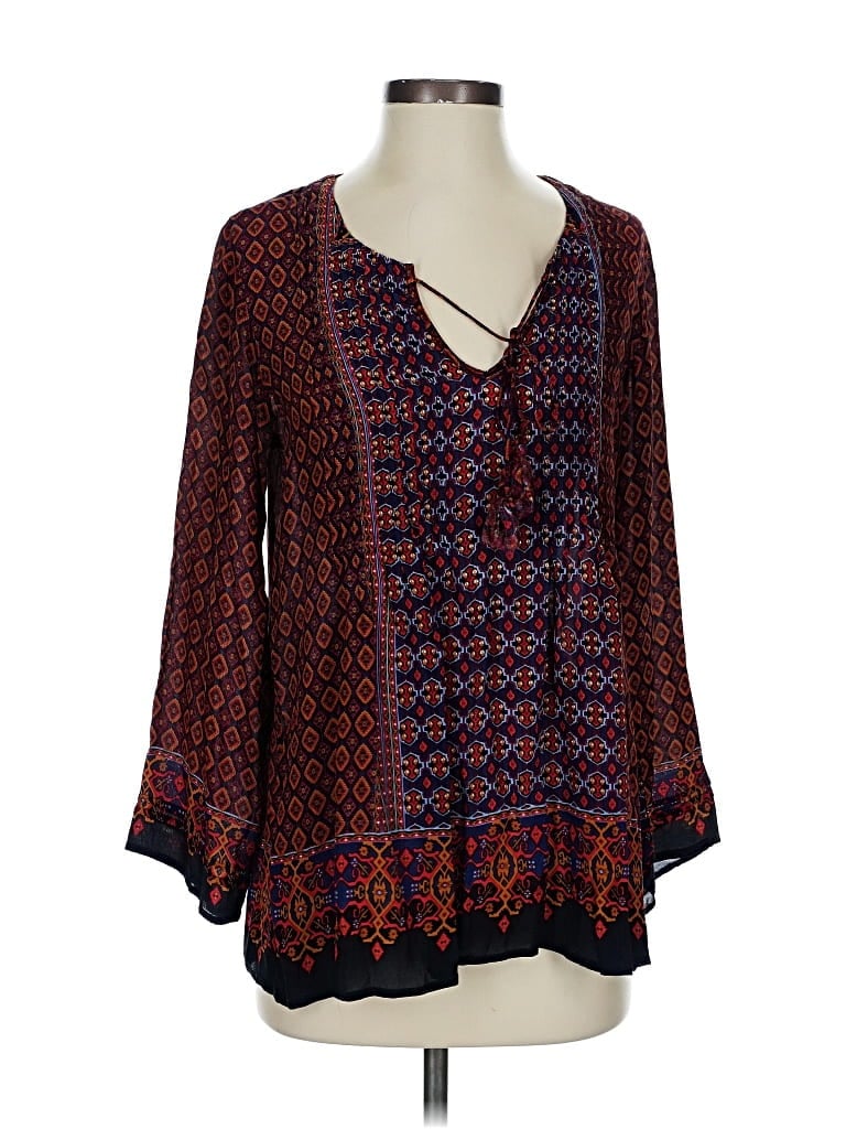 Pre-owned Love Kyla Long Sleeve Blouse In Blue