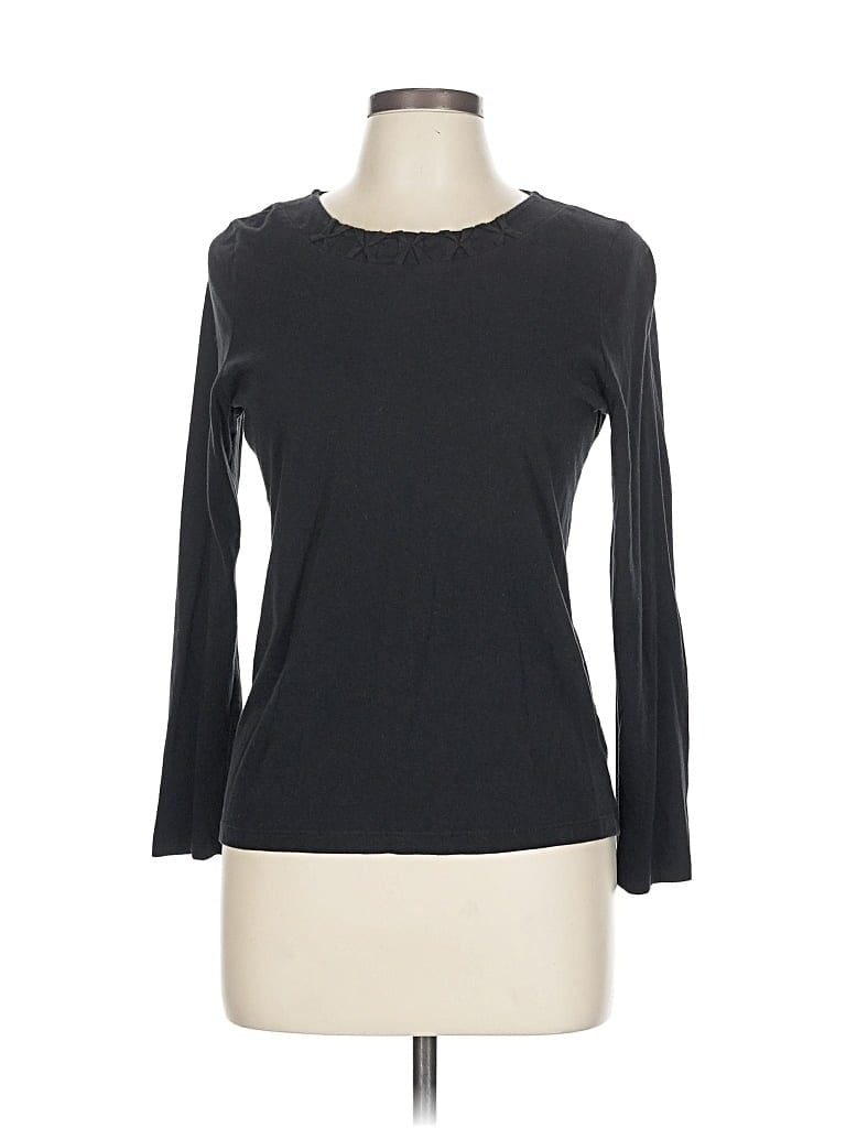 Pre-owned Talbots Outlet Long Sleeve Top Black Boatneck Tops
