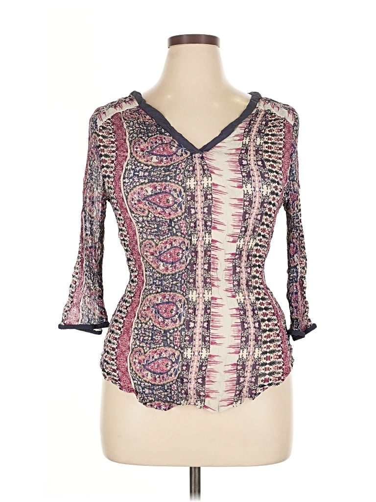 Pre-owned Lucky Brand 3/4 Sleeve Blouse In Pink