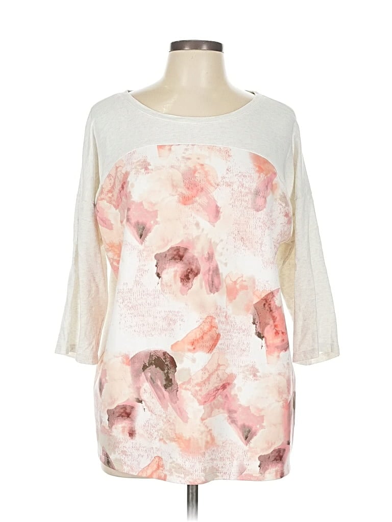 Pre-owned Style & Co 3/4 Sleeve Top Ivory Boatneck Tops In White