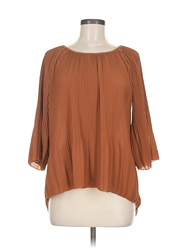 Pre-owned Unbranded 3/4 Sleeve Blouse In Brown
