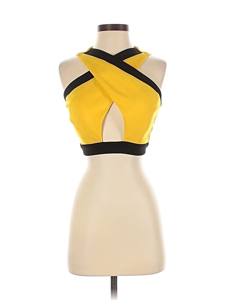 Pre-owned Black Sleeveless Blouse In Yellow