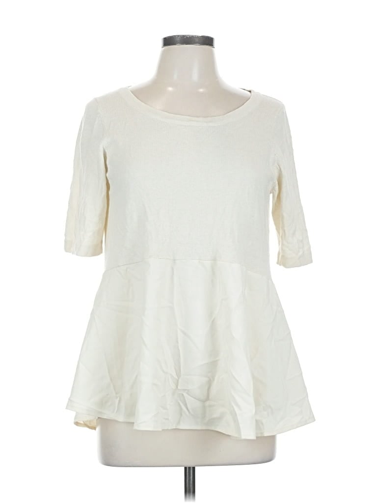 Pre-owned Moth 3/4 Sleeve Top Ivory Scoop Neck Tops In White