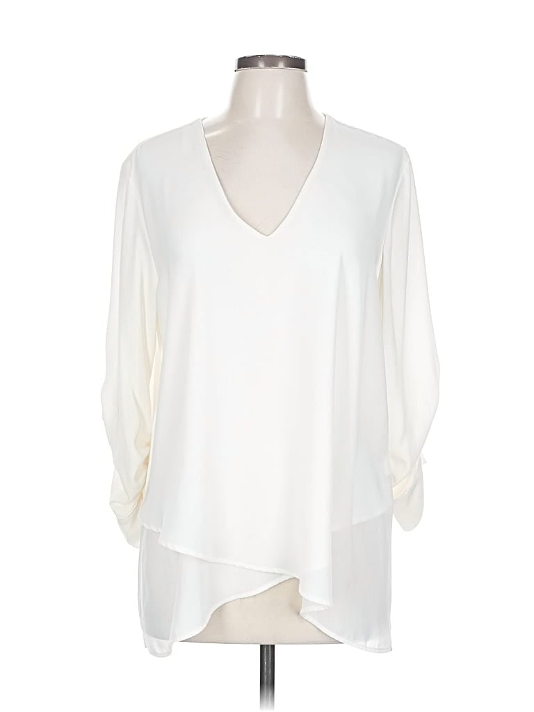 Pre-owned Karen Kane 3/4 Sleeve Blouse In White