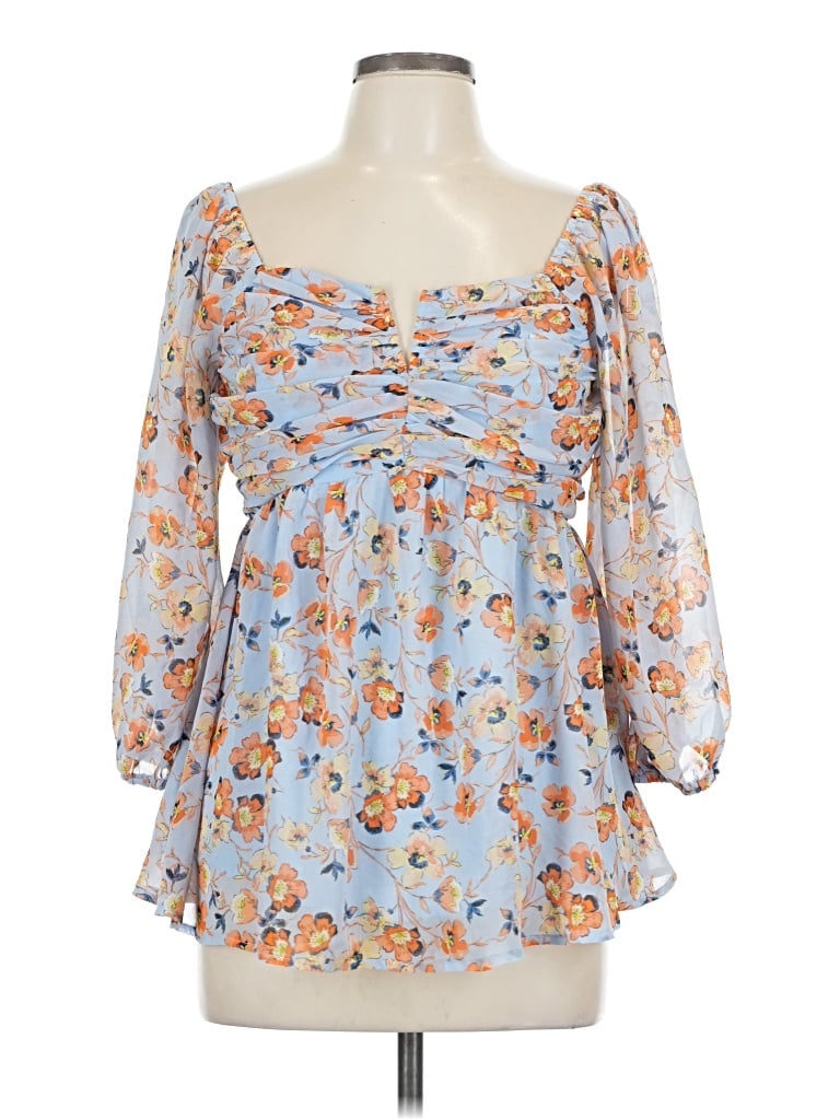 Pre-owned Mittoshop 3/4 Sleeve Blouse In Blue