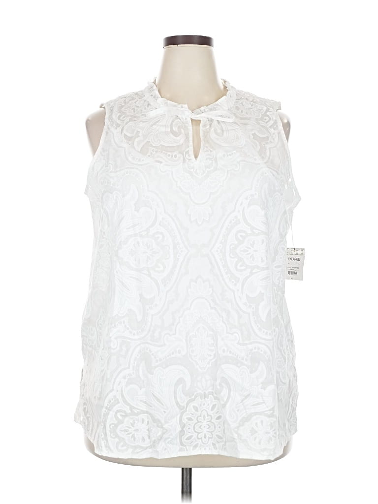 Pre-owned Liz Claiborne Sleeveless Blouse In White