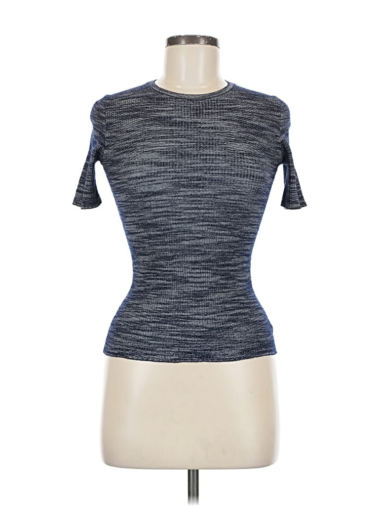 Pre-owned Theory Short Sleeve Top Blue Crew Neck Tops