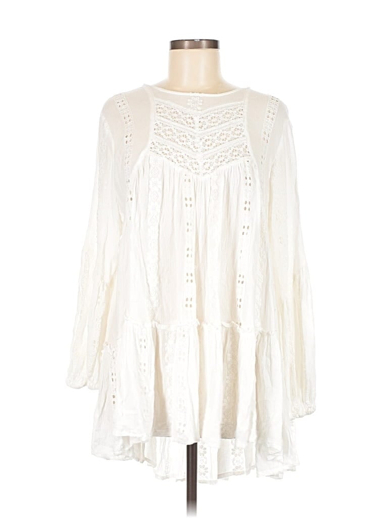Pre-owned Free People Long Sleeve Blouse In White