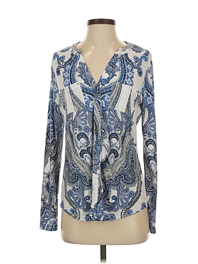 Pre-owned Inc International Concepts Long Sleeve T-shirt In Blue