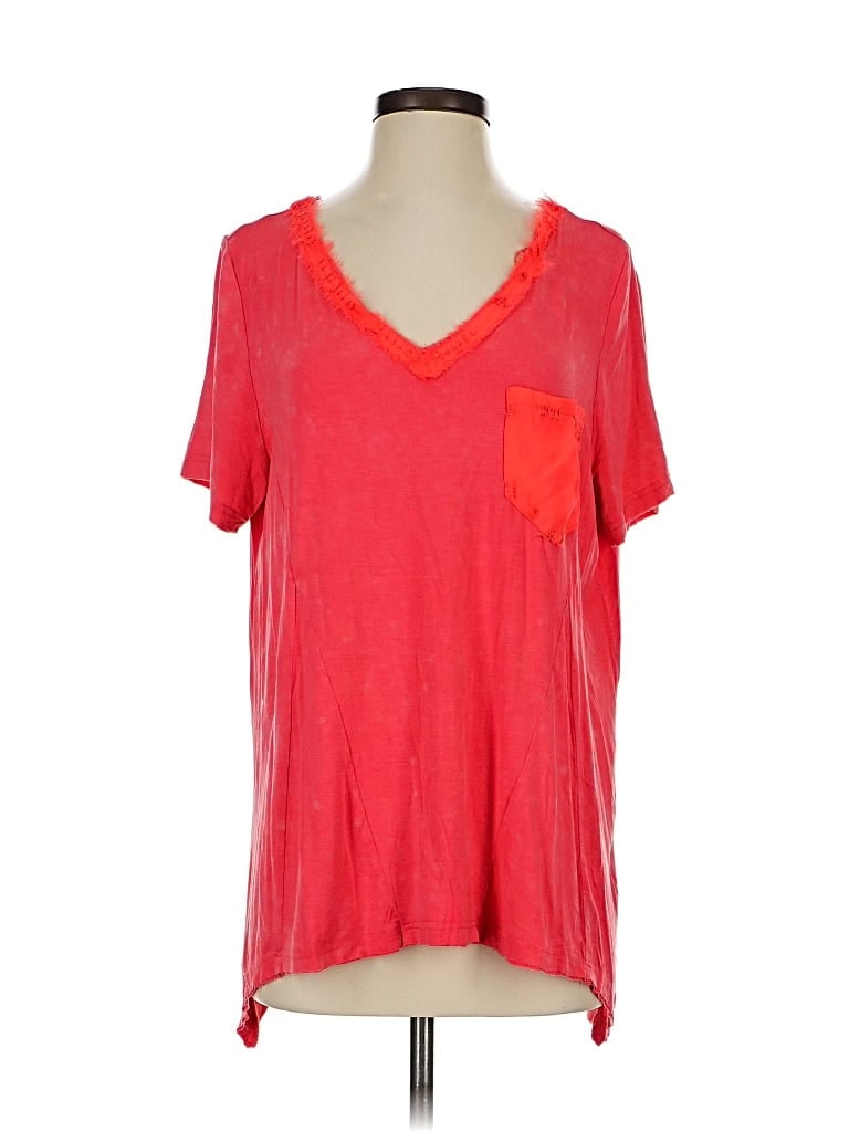 Pre-owned Pol Short Sleeve Top Red V Neck Tops