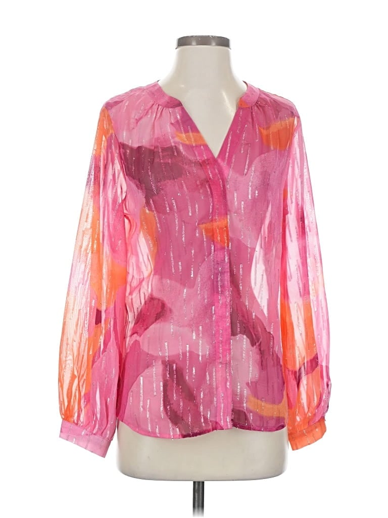 Pre-owned Chico's Long Sleeve Blouse In Pink