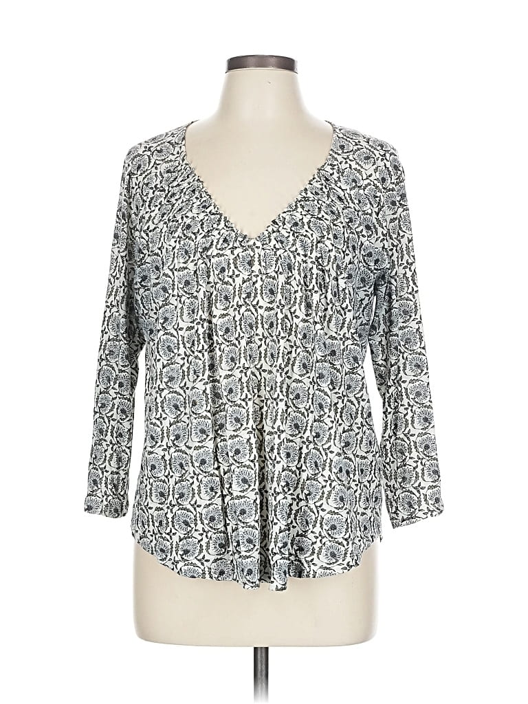 Pre-owned Lucky Brand 3/4 Sleeve Blouse In Gray