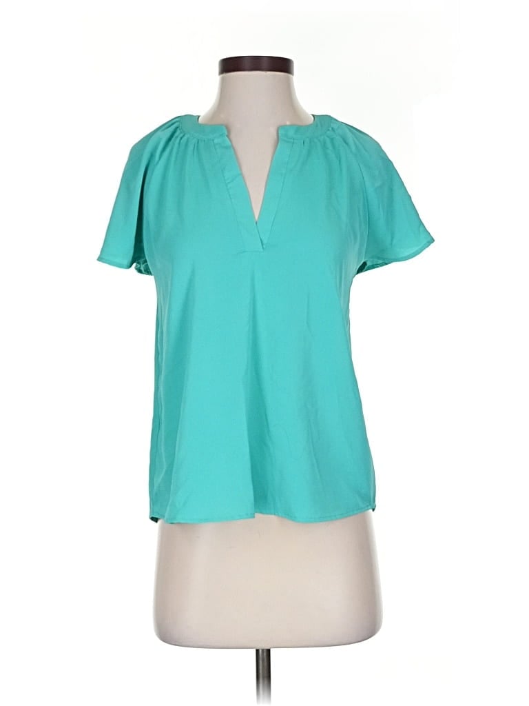 OLIVE & OAK Pre-owned Short Sleeve Blouse In Blue