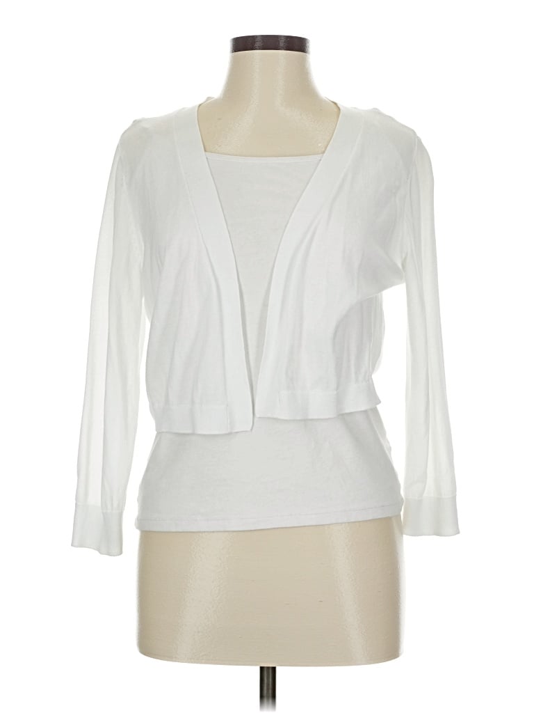 Pre-owned Talbots Cardigan Sweater In White