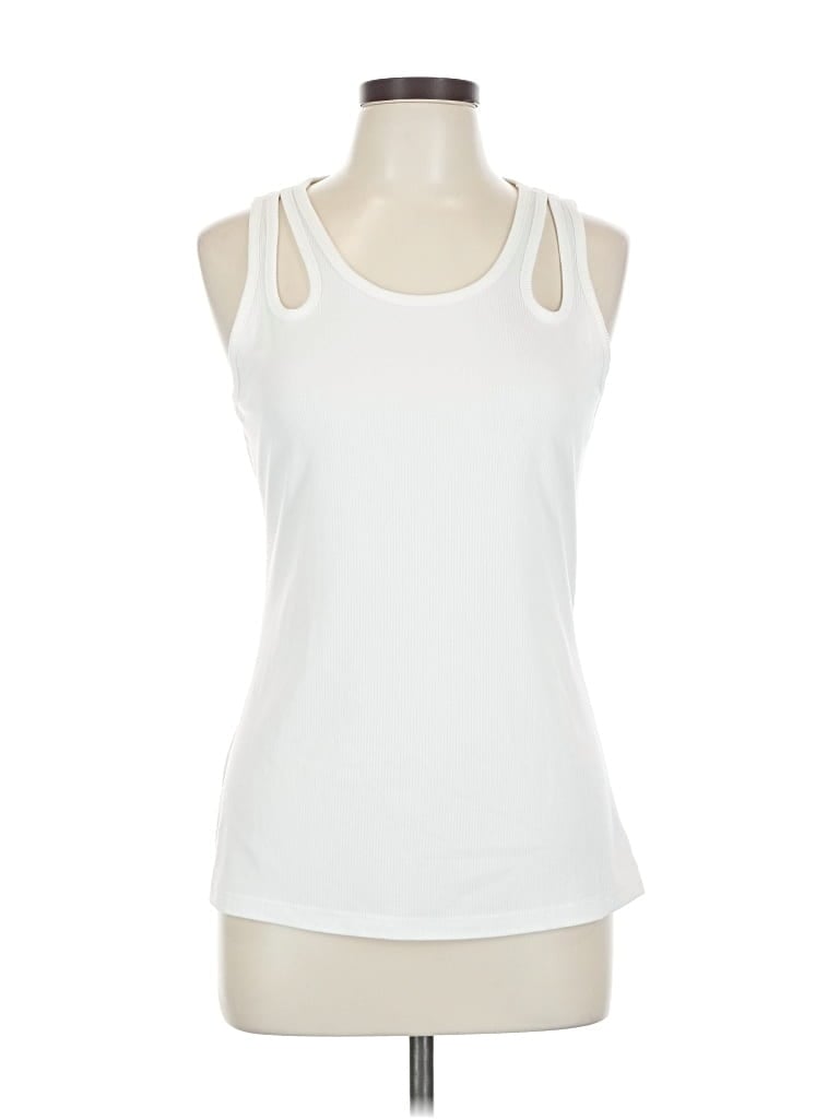 Doe & Rae Tank Top White Halter Neckline Tops In White