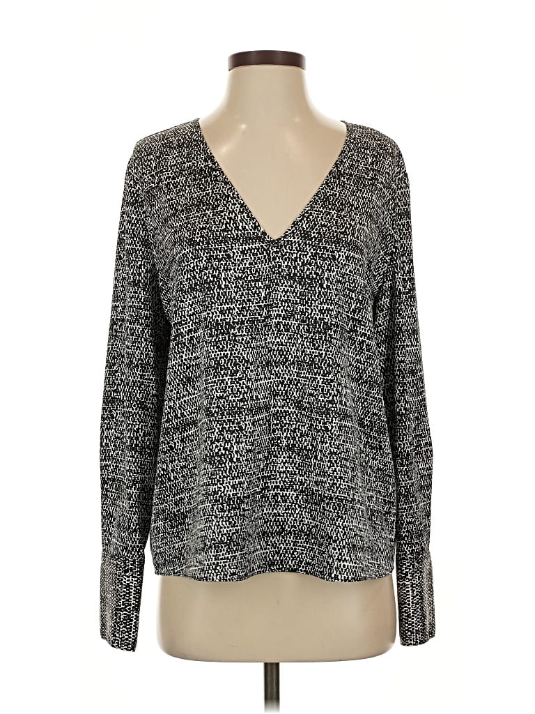 Pre-owned Nordstrom Long Sleeve Top Gray V Neck Tops