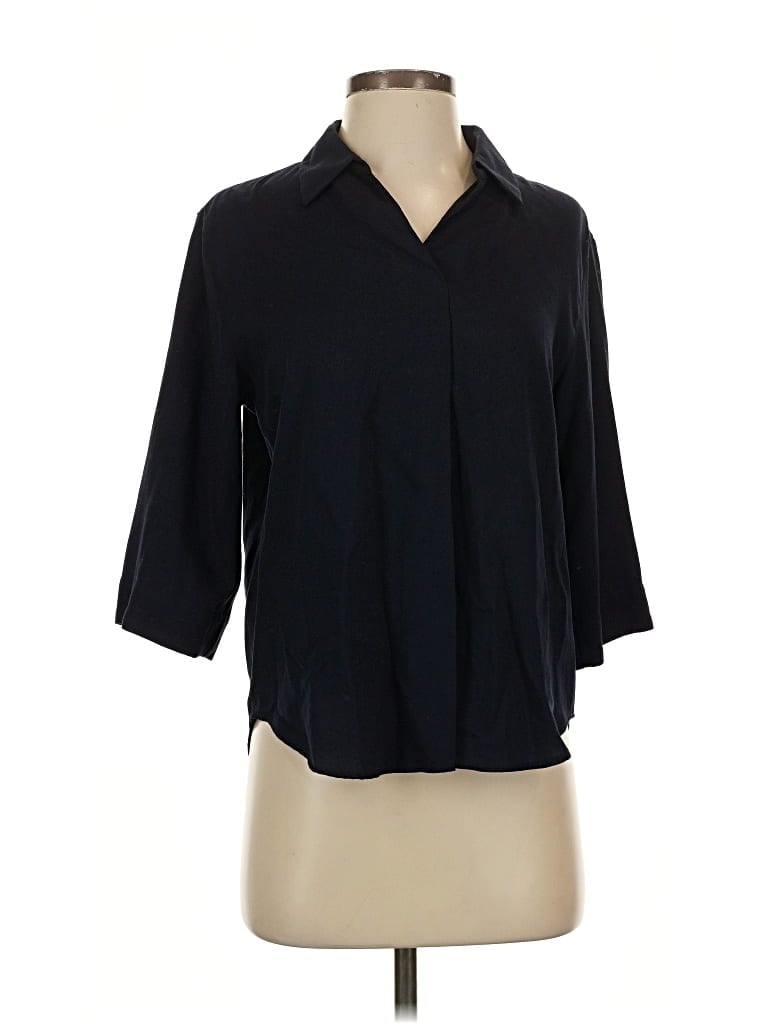 Pre-owned Uniqlo 3/4 Sleeve Blouse In Black