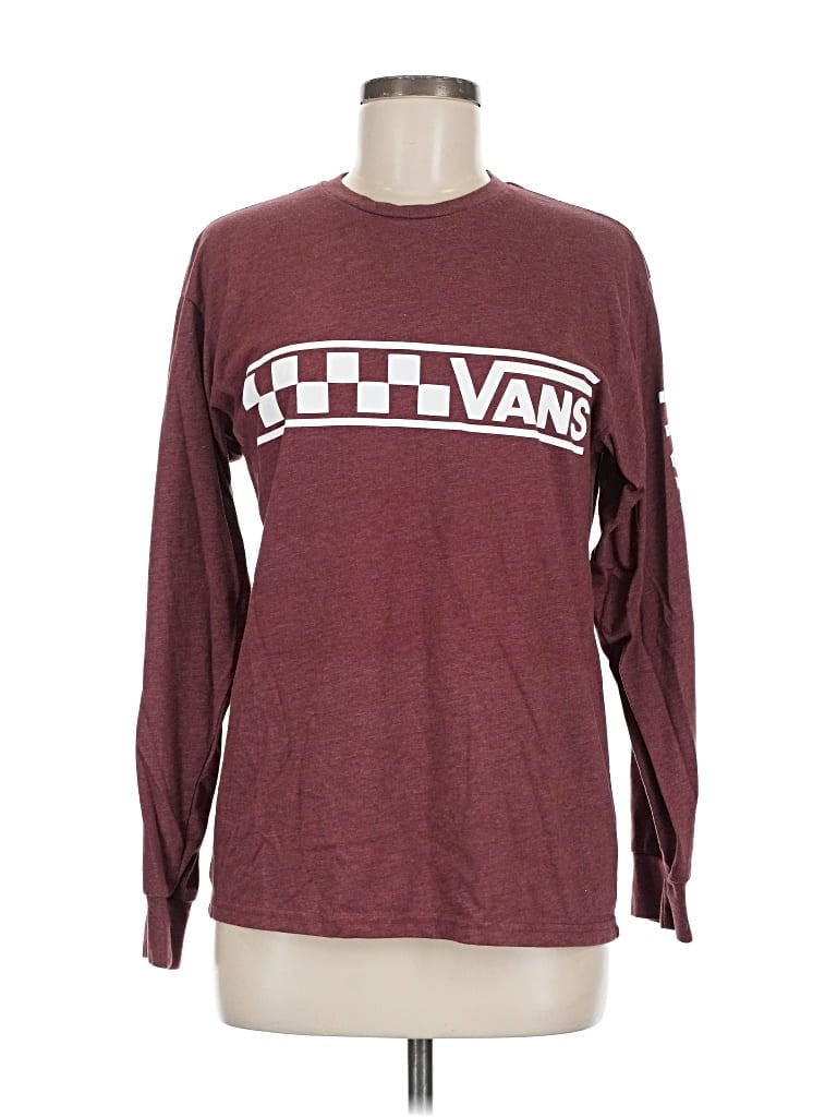 Pre-owned Vans Long Sleeve T-shirt In Burgundy