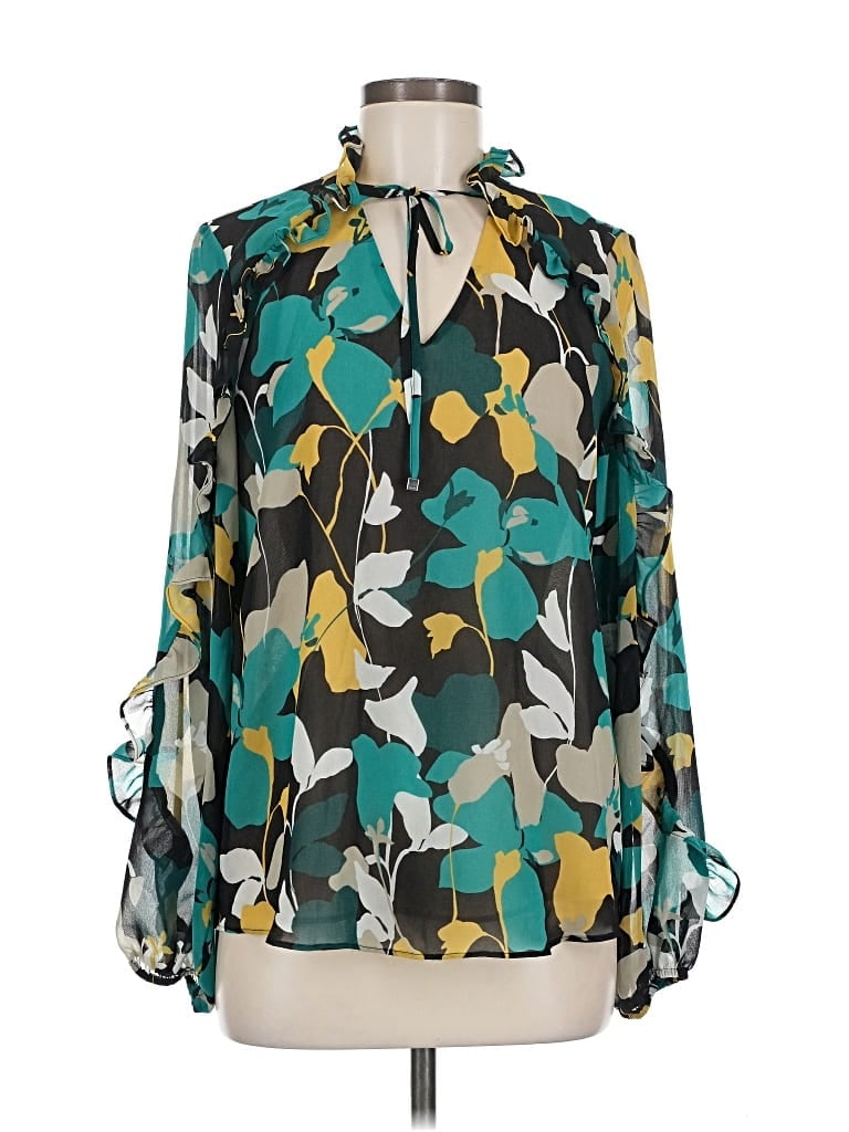 Pre-owned Calvin Klein Long Sleeve Blouse In Blue