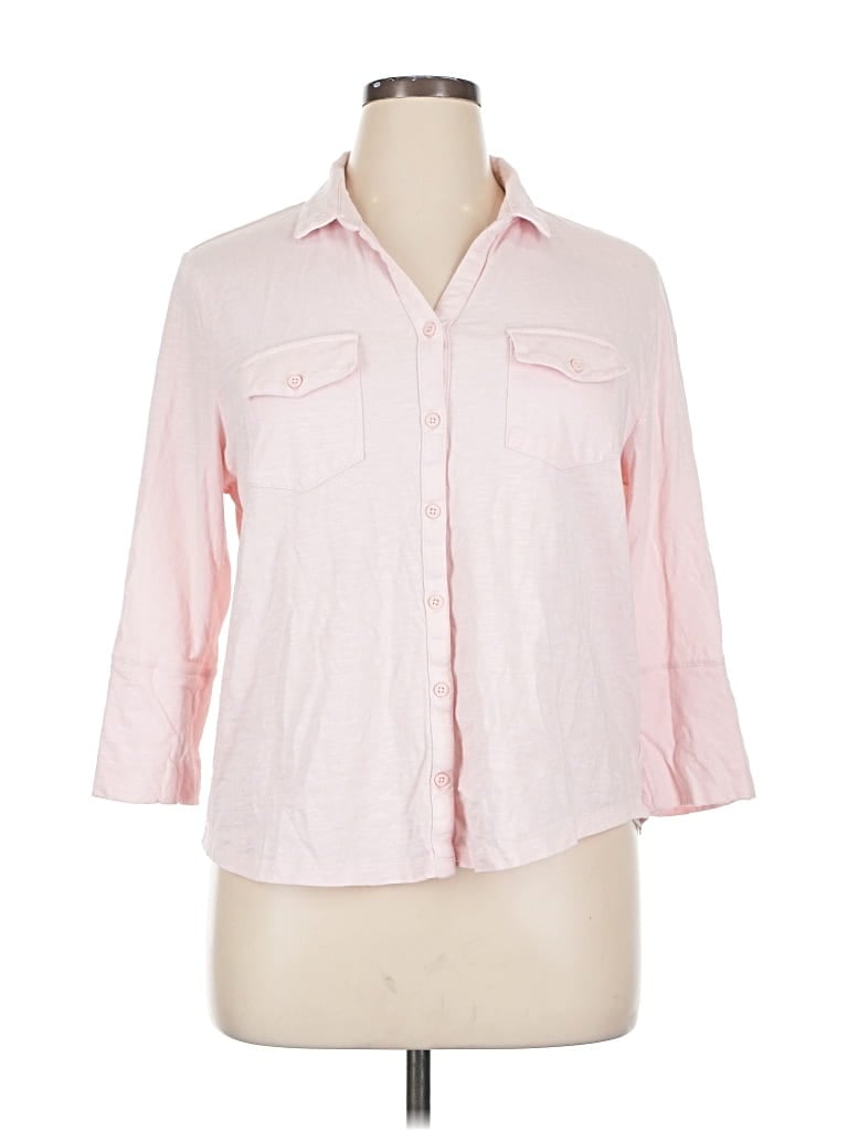 Pre-owned Gloria Vanderbilt 3/4 Sleeve T-shirt In Pink