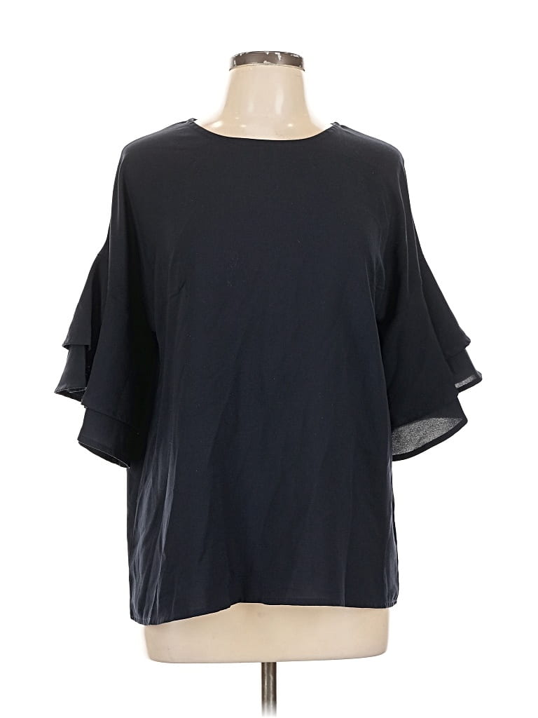 Pre-owned Unbranded Short Sleeve Blouse In Black